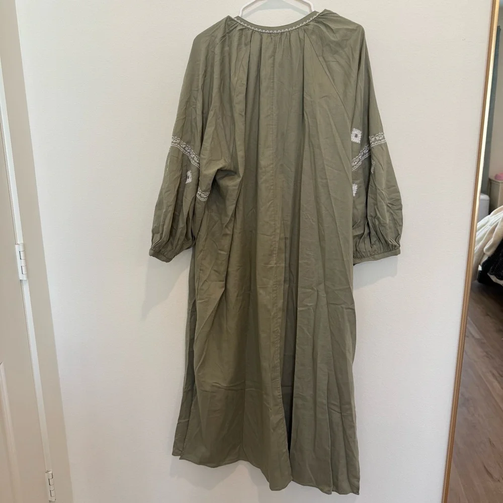 NWT Olive Green Embroidered Dress - Picture 7 of 10